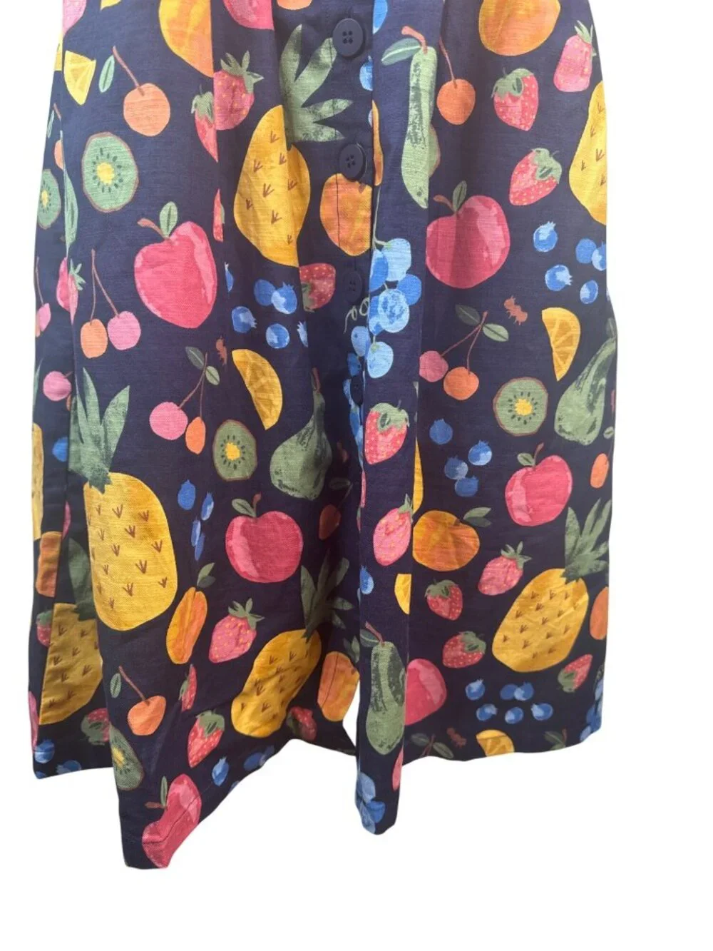 Princess Highway Size 6 Fruit Print Cotton Dress With V-Neckline & Button Front - Picture 8 of 16